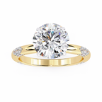 Yellow Gold Round Diamond Pavé Accent Solitaire Engagement Ring