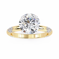 Yellow Gold Round Diamond Pavé Accent Solitaire Engagement Ring