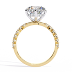 Yellow Gold Round Diamond Graduated Shoulder Hidden Halo Ring