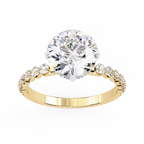 Yellow Gold Round Diamond Graduated Shoulder Hidden Halo Ring