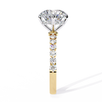 Yellow Gold Round Diamond Graduated Shoulder Hidden Halo Ring