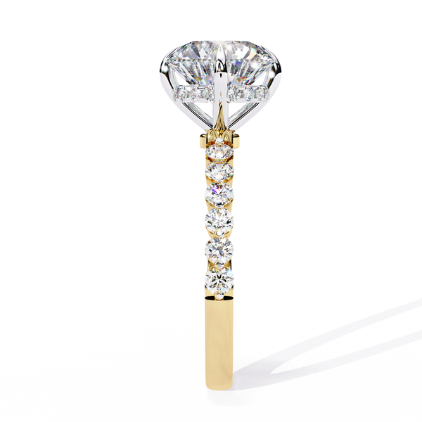 Yellow Gold Round Diamond Graduated Shoulder Hidden Halo Ring