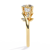 Yellow Gold Round Diamond Bypass Leaf Shoulder Solitaire Ring