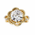 Yellow Gold Round Diamond Sculpted Bloom Solitaire Ring