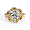 Yellow Gold Round Diamond Sculpted Bloom Solitaire Ring