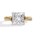 Yellow Gold Princess Cut Diamond Twisted Pavé Shank Ring