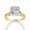 Yellow Gold Princess Cut Diamond Twisted Pavé Shank Ring