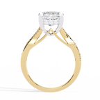 Yellow Gold Princess Cut Diamond Twisted Pavé Shank Ring