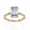 Yellow Gold Emerald Cut Diamond Marquise Eternity Shank Ring