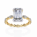 Yellow Gold Emerald Cut Diamond Marquise Eternity Shank Ring