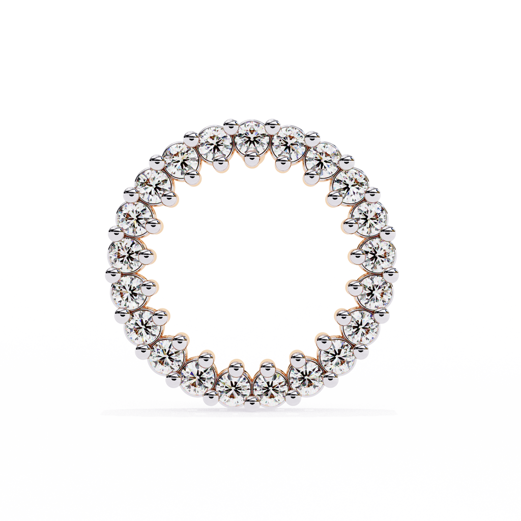 Rose Gold Open Circle Diamond Stud Earrings