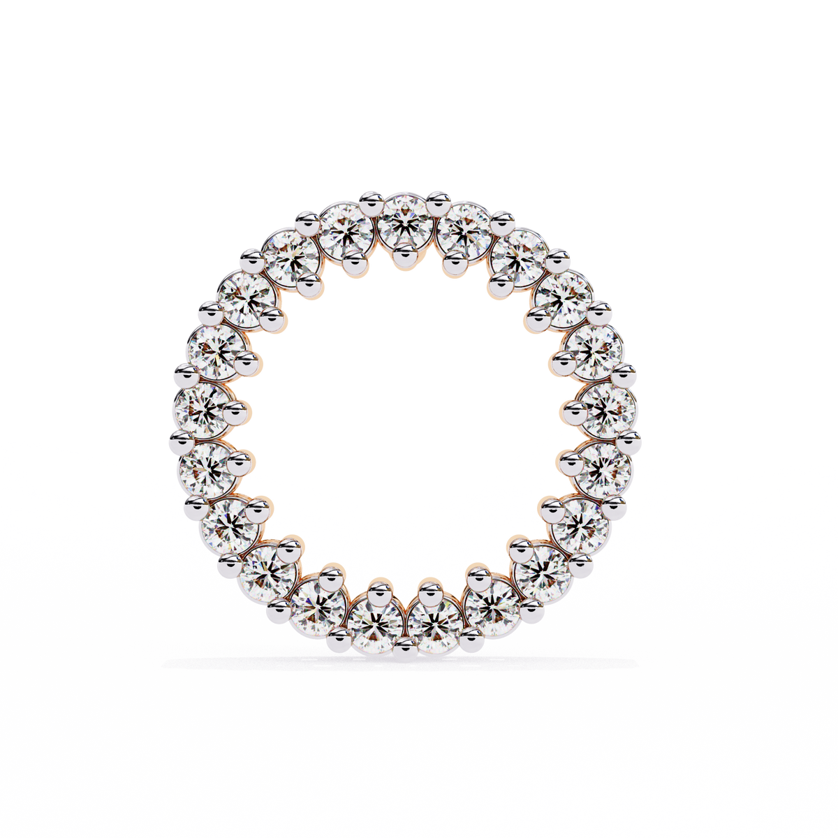 Rose Gold Open Circle Diamond Stud Earrings