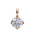 Rose Gold Round Brilliant Diamond Six-Prong Solitaire Pendant