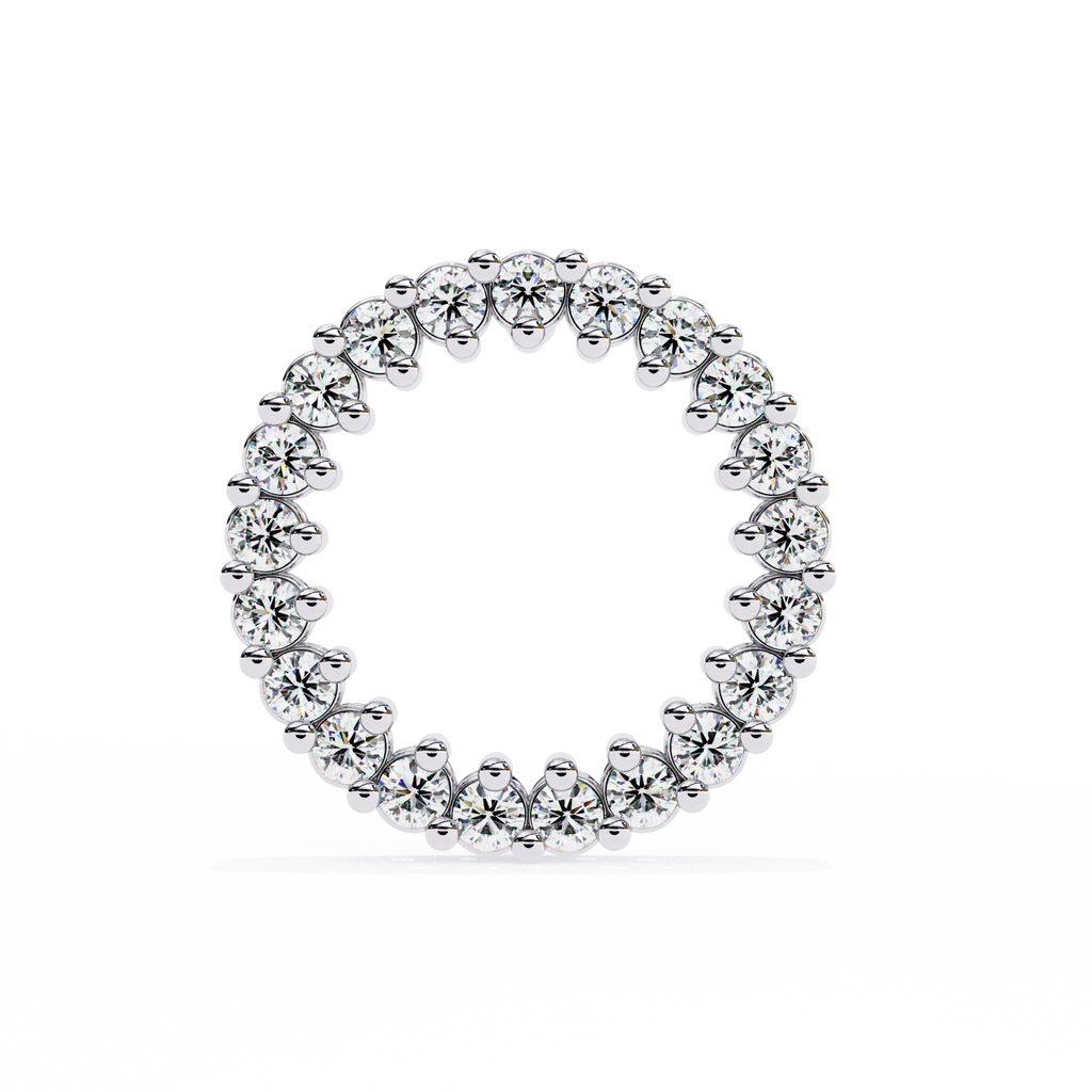 White Gold Open Circle Diamond Stud Earrings