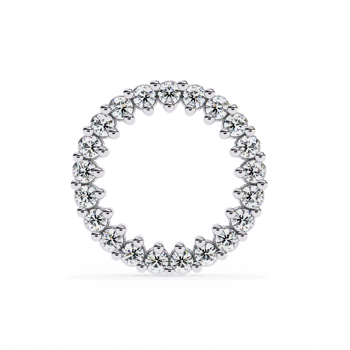 White Gold Open Circle Diamond Stud Earrings