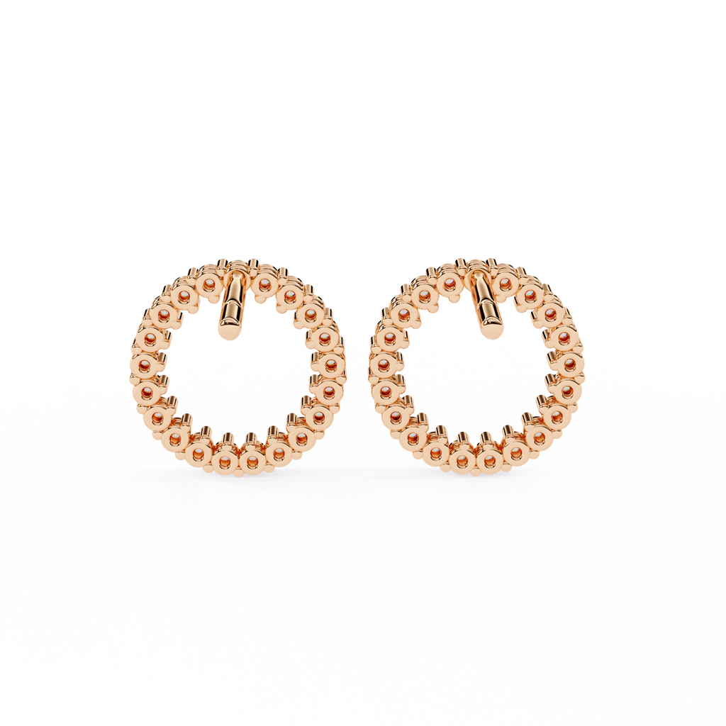 Rose Gold Open Circle Diamond Stud Earrings