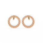 Rose Gold Open Circle Diamond Stud Earrings