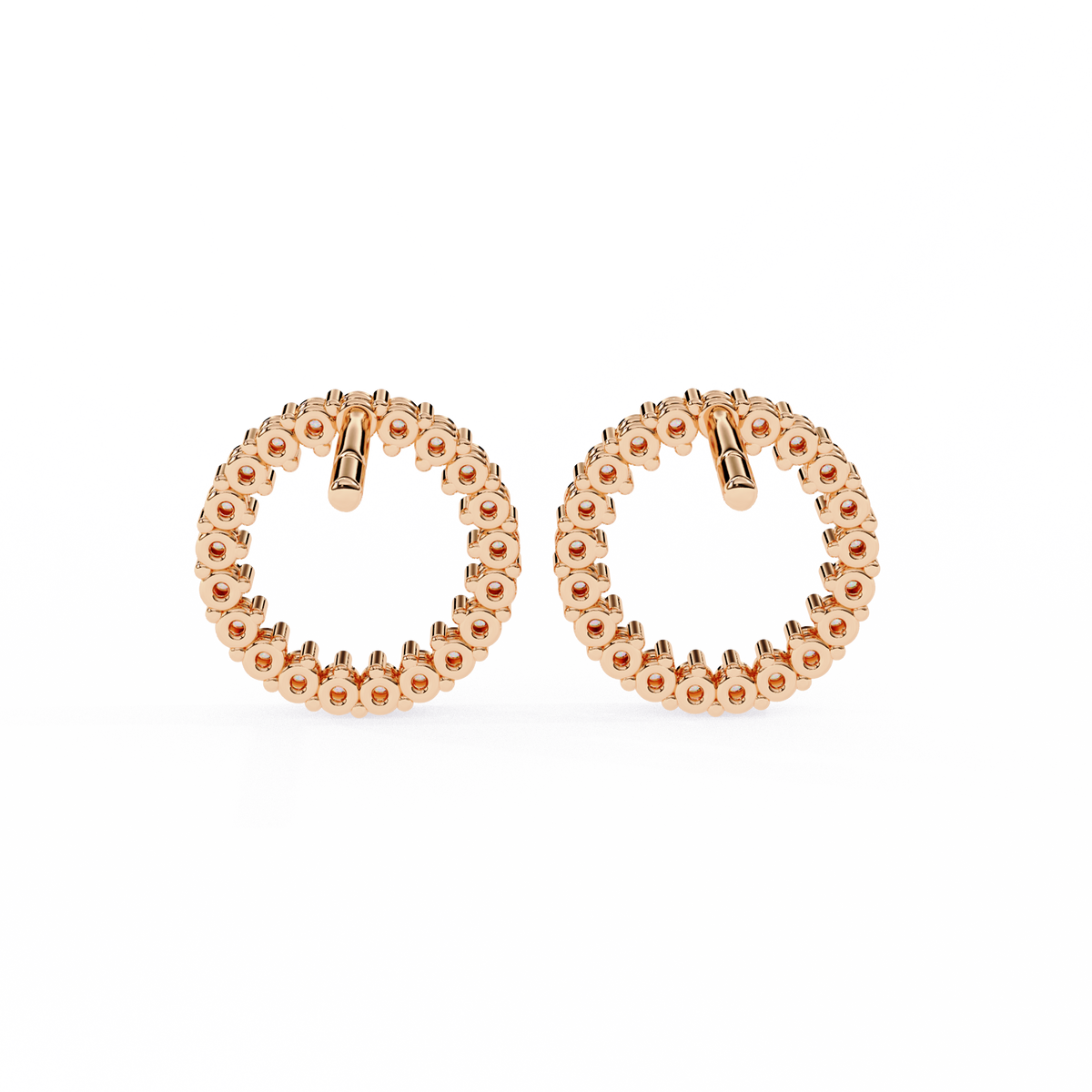 Rose Gold Open Circle Diamond Stud Earrings