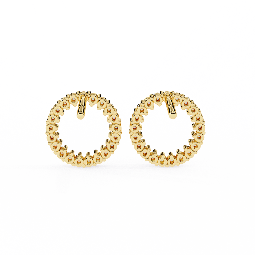 Yellow Gold Open Circle Diamond Stud Earrings