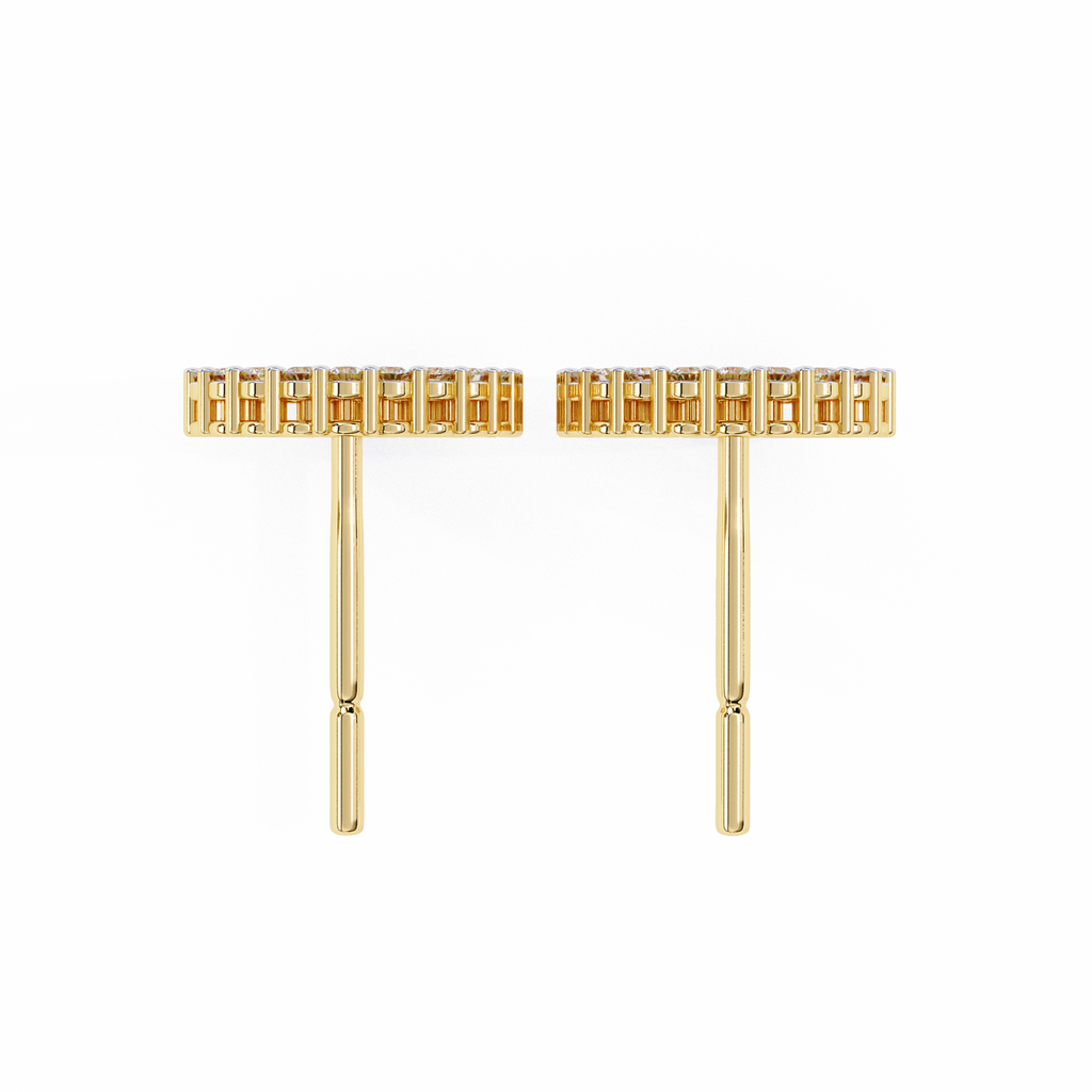 Yellow Gold Open Circle Diamond Stud Earrings