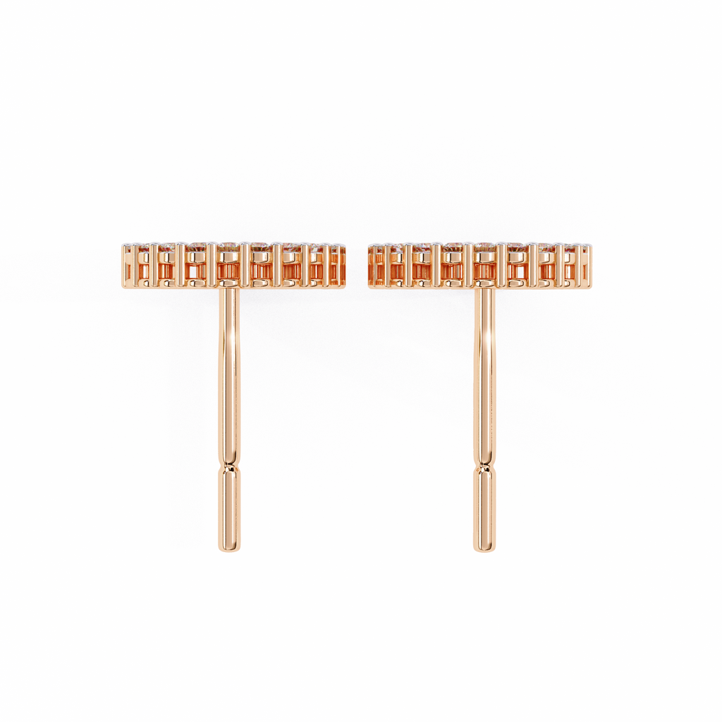 Rose Gold Open Circle Diamond Stud Earrings