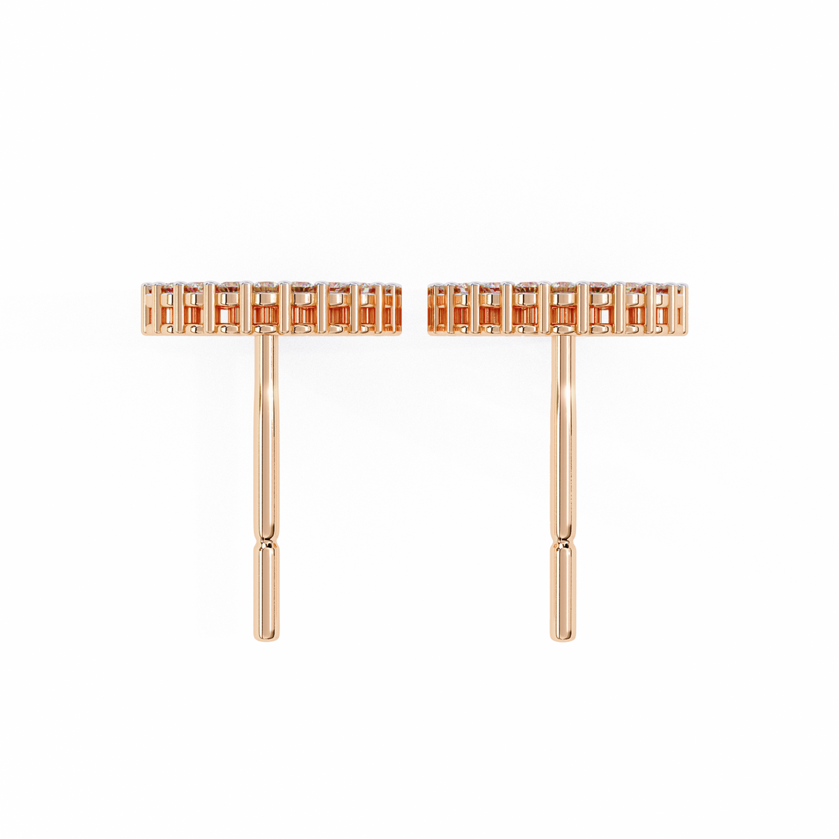 Rose Gold Open Circle Diamond Stud Earrings