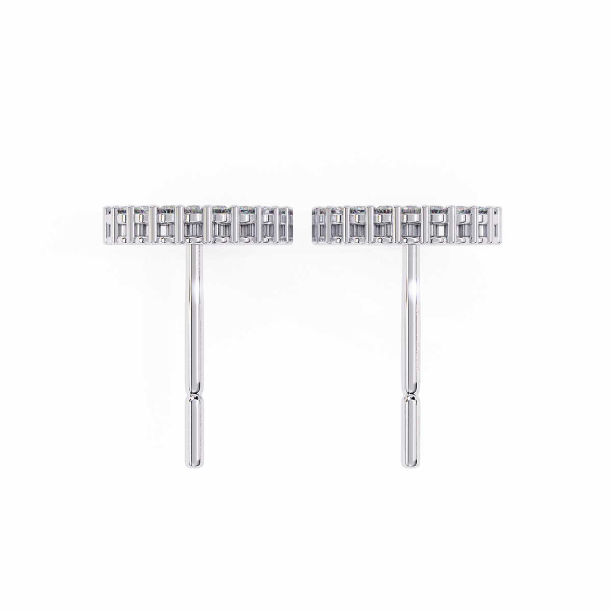 White Gold Open Circle Diamond Stud Earrings