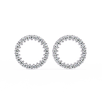White Gold Open Circle Diamond Stud Earrings