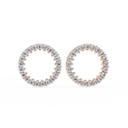 Rose Gold Open Circle Diamond Stud Earrings