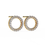 Yellow Gold Open Circle Diamond Stud Earrings