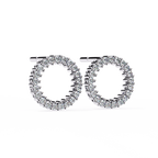 White Gold Open Circle Diamond Stud Earrings