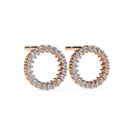 Rose Gold Open Circle Diamond Stud Earrings