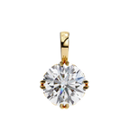 Yellow Gold Round Brilliant Diamond Six-Prong Solitaire Pendant