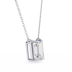 White Gold Vertical Emerald Cut Four-Claw Diamond Pendant