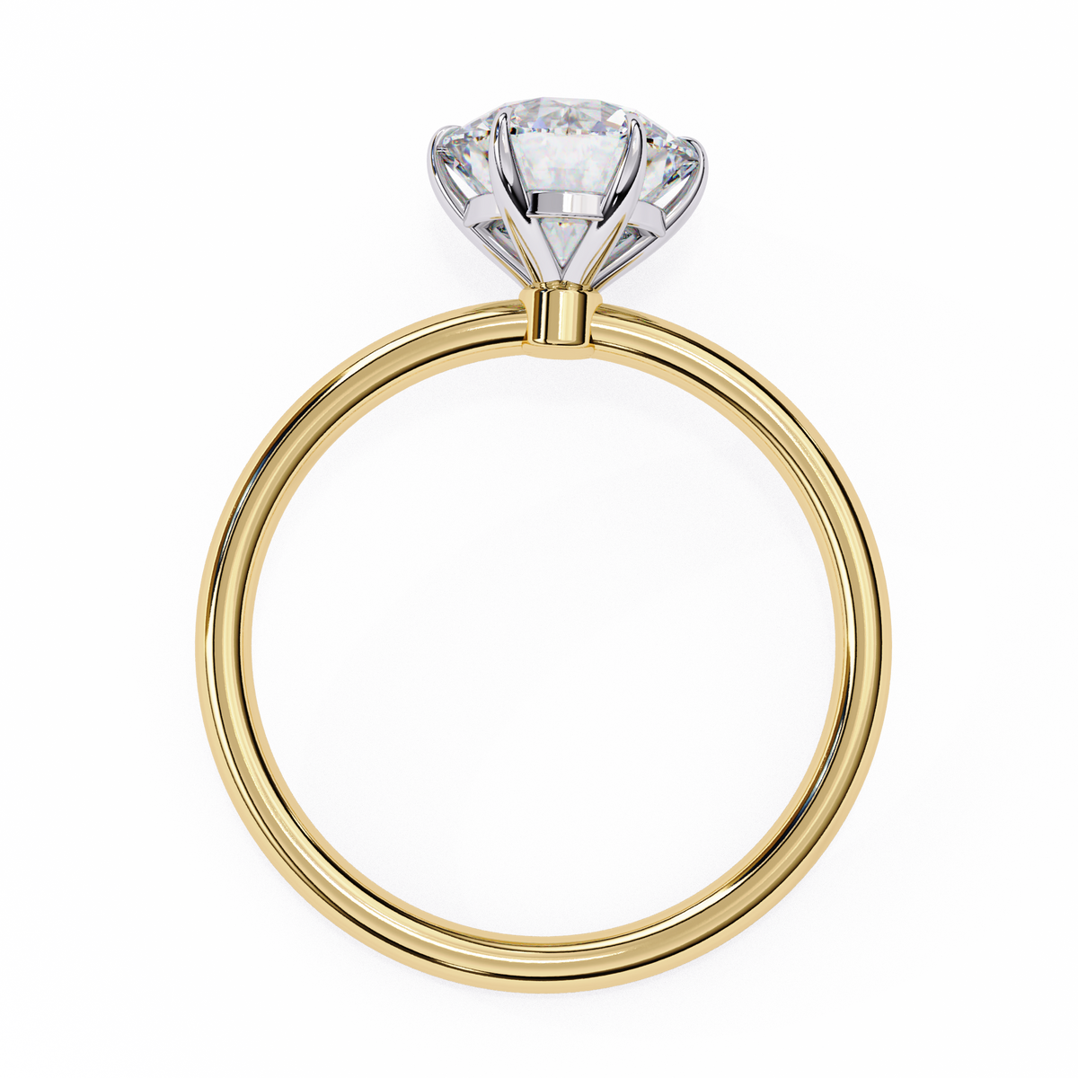 Yellow Gold Round Brilliant Solitaire Diamond Engagement Ring