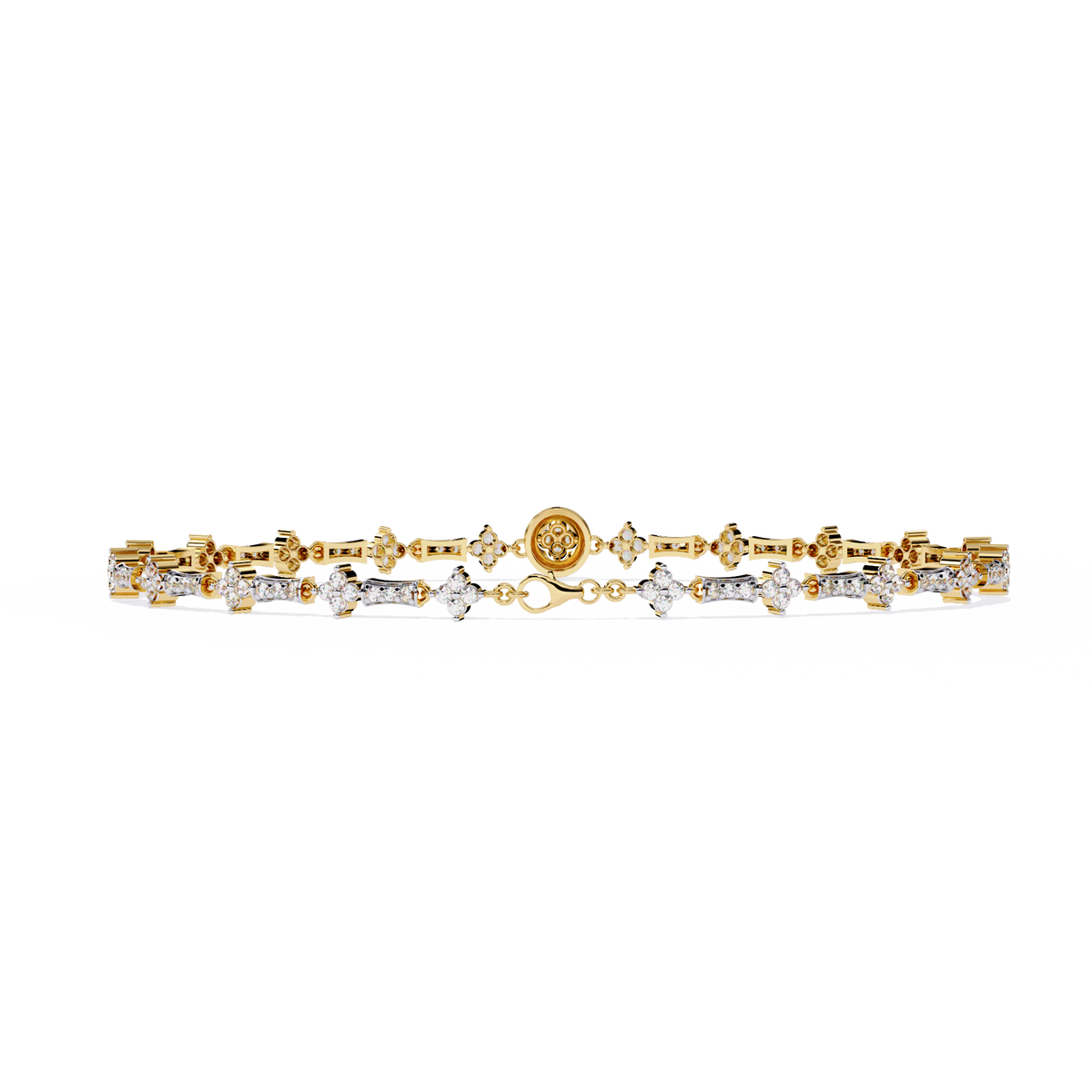 Yellow Gold Florette Clover Diamond Bracelet