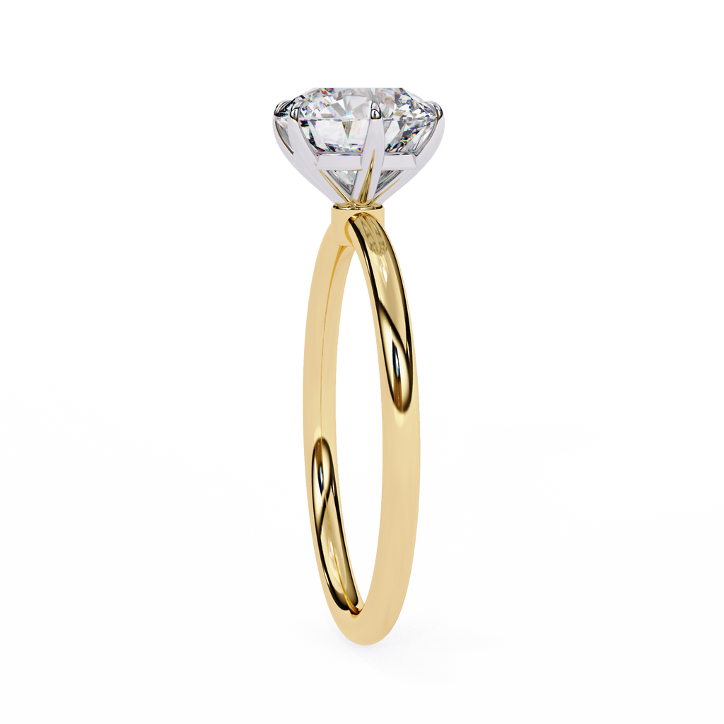 Yellow Gold Round Brilliant Solitaire Diamond Engagement Ring
