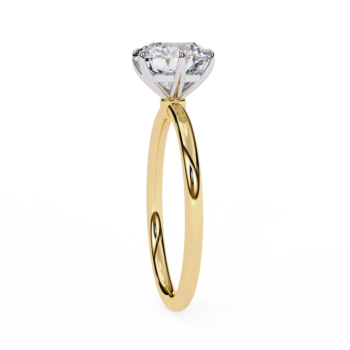Yellow Gold Round Brilliant Solitaire Diamond Engagement Ring