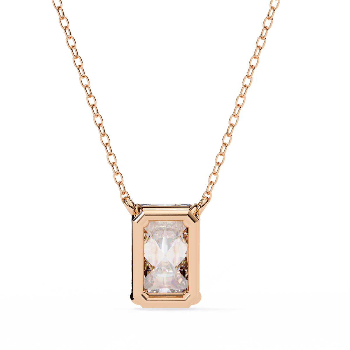 Rose Gold Emerald-Cut Diamond Solitaire Pendant