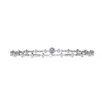 White Gold Clover Station Diamond Line Bracelet