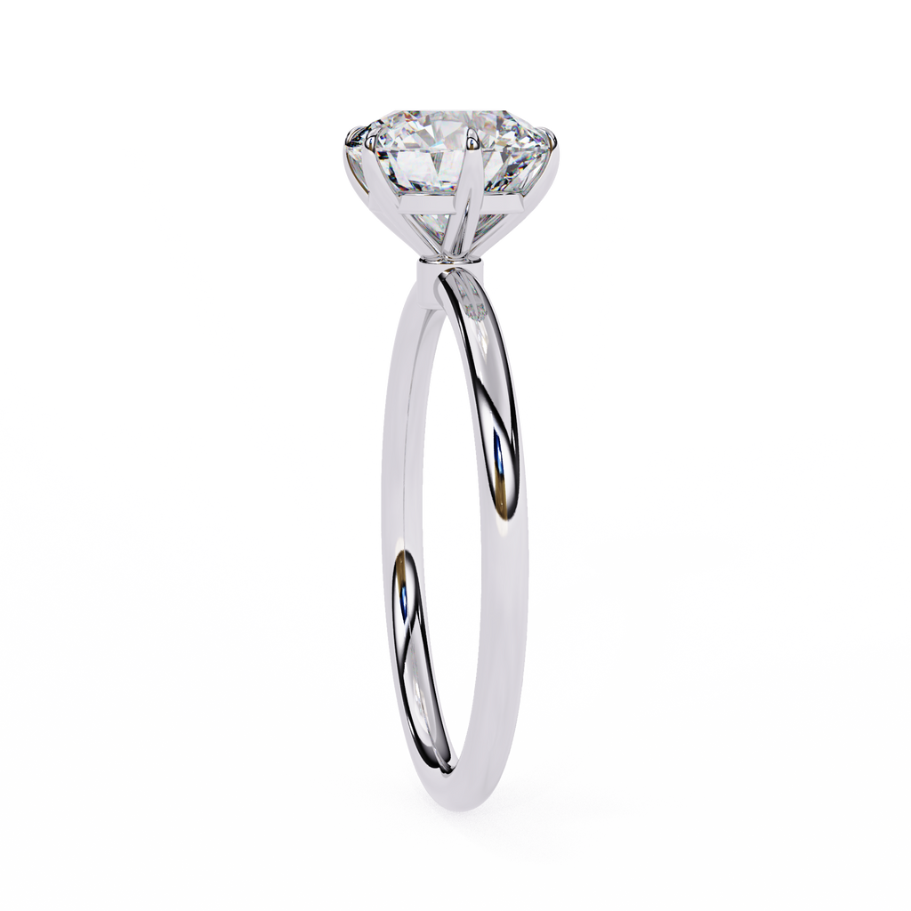 White Gold Round Diamond Three-Prong Solitaire Engagement Ring