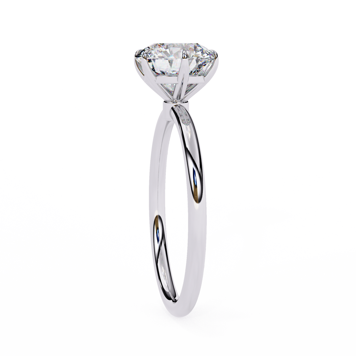 White Gold Round Diamond Three-Prong Solitaire Engagement Ring
