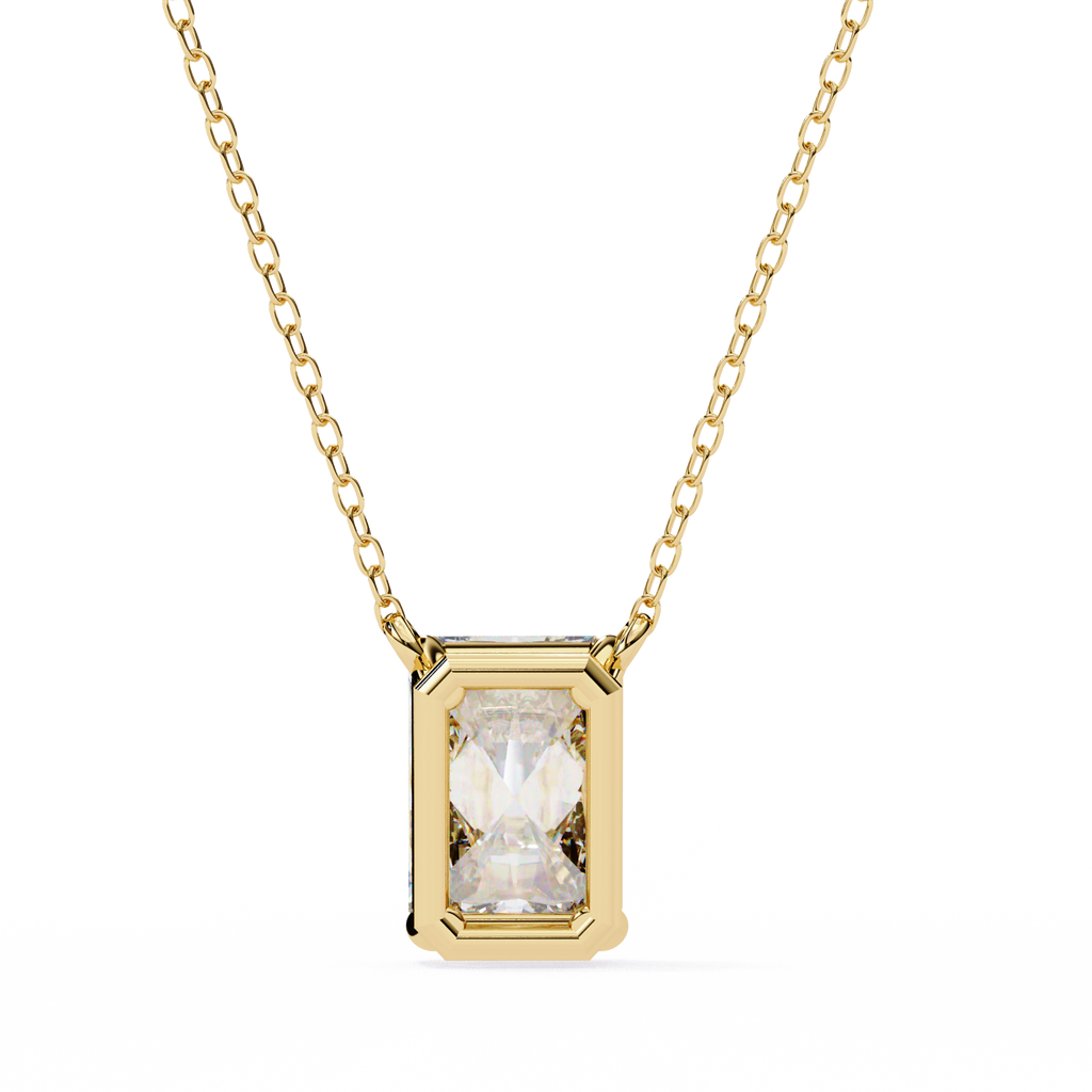 Yellow Gold Emerald-Cut Diamond Solitaire Pendant