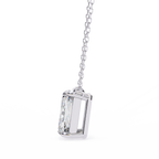 White Gold Vertical Emerald Cut Four-Claw Diamond Pendant