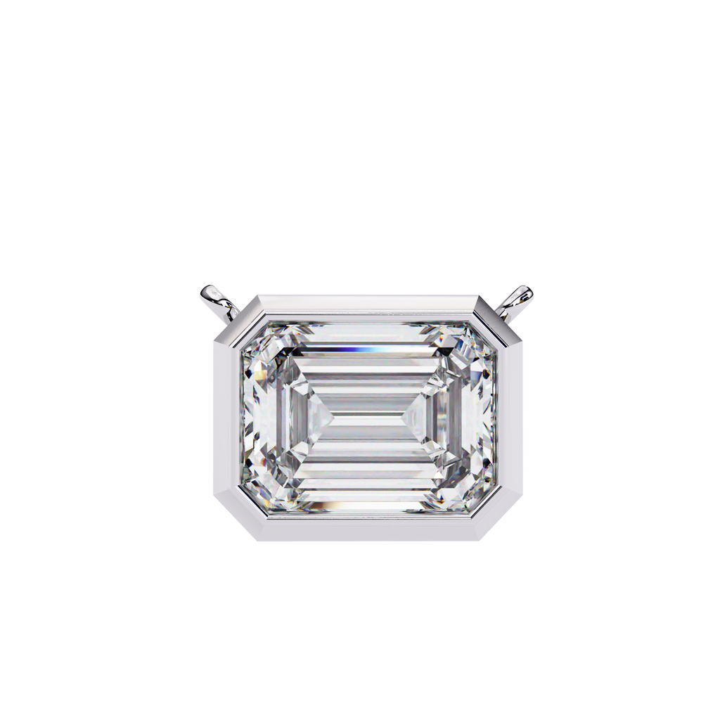 White Gold East-West Emerald Cut Diamond Pendant