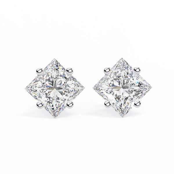 Princess Cut Natural Diamond Stud Earrings