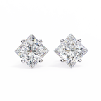 White Gold Six-Prong Crown Round Diamond Stud Earrings