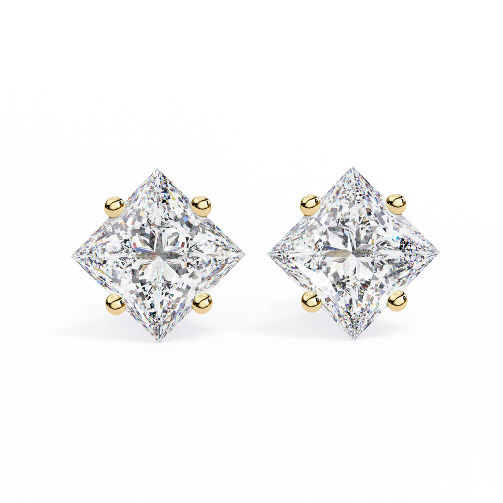 Princess Cut Natural Diamond Stud Earrings