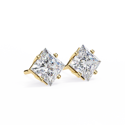 Princess Cut Natural Diamond Stud Earrings