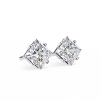 White Gold Six-Prong Crown Round Diamond Stud Earrings